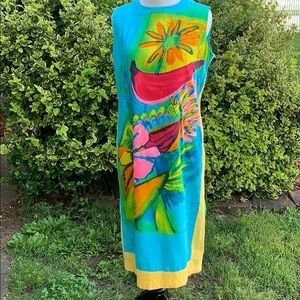Authentic Vintage 1960’s Batik sheath shift dress M/L